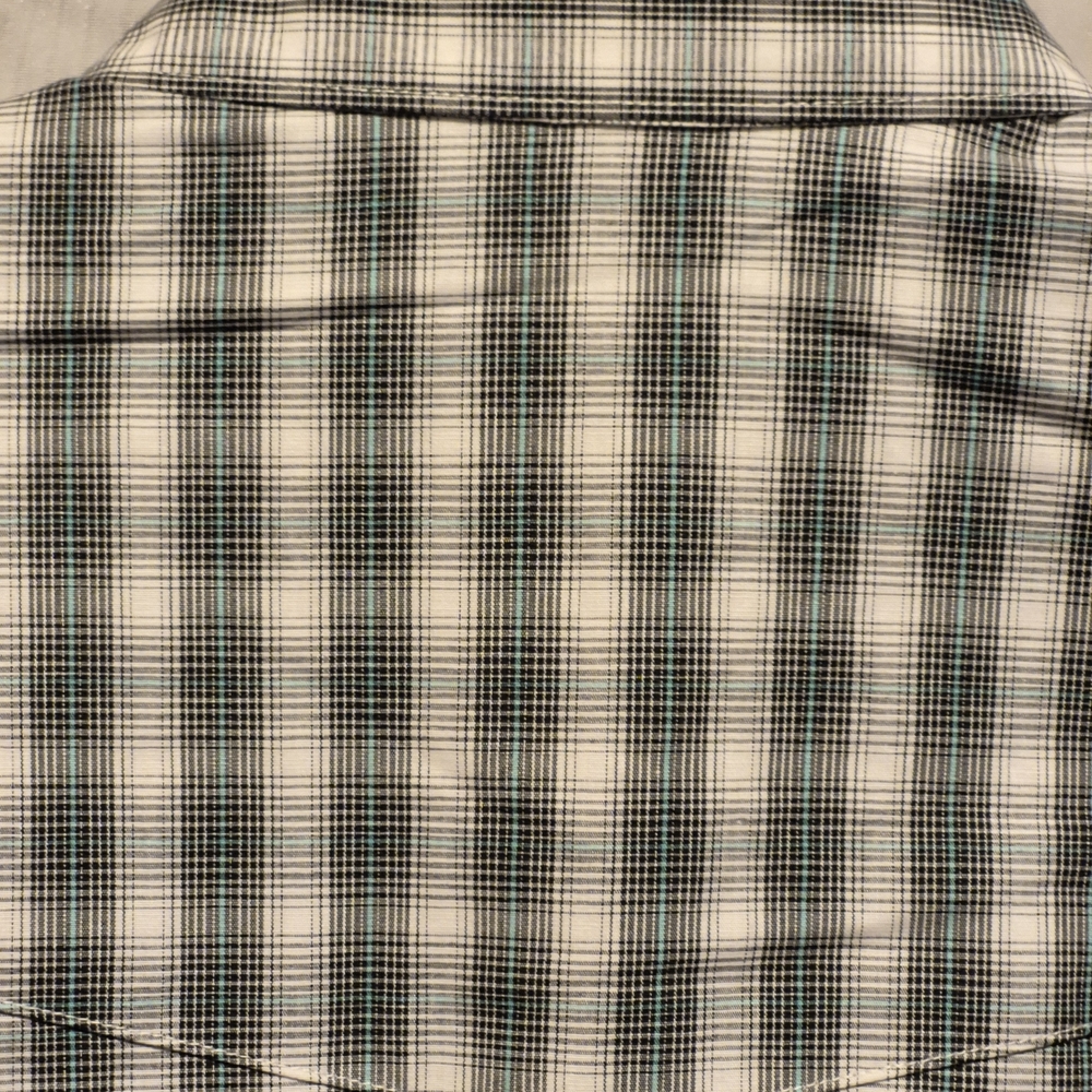 NWT LARGE TALL Luxury Wrangler Western Men's Black & White Plaid Shirt - Picture 14 of 15